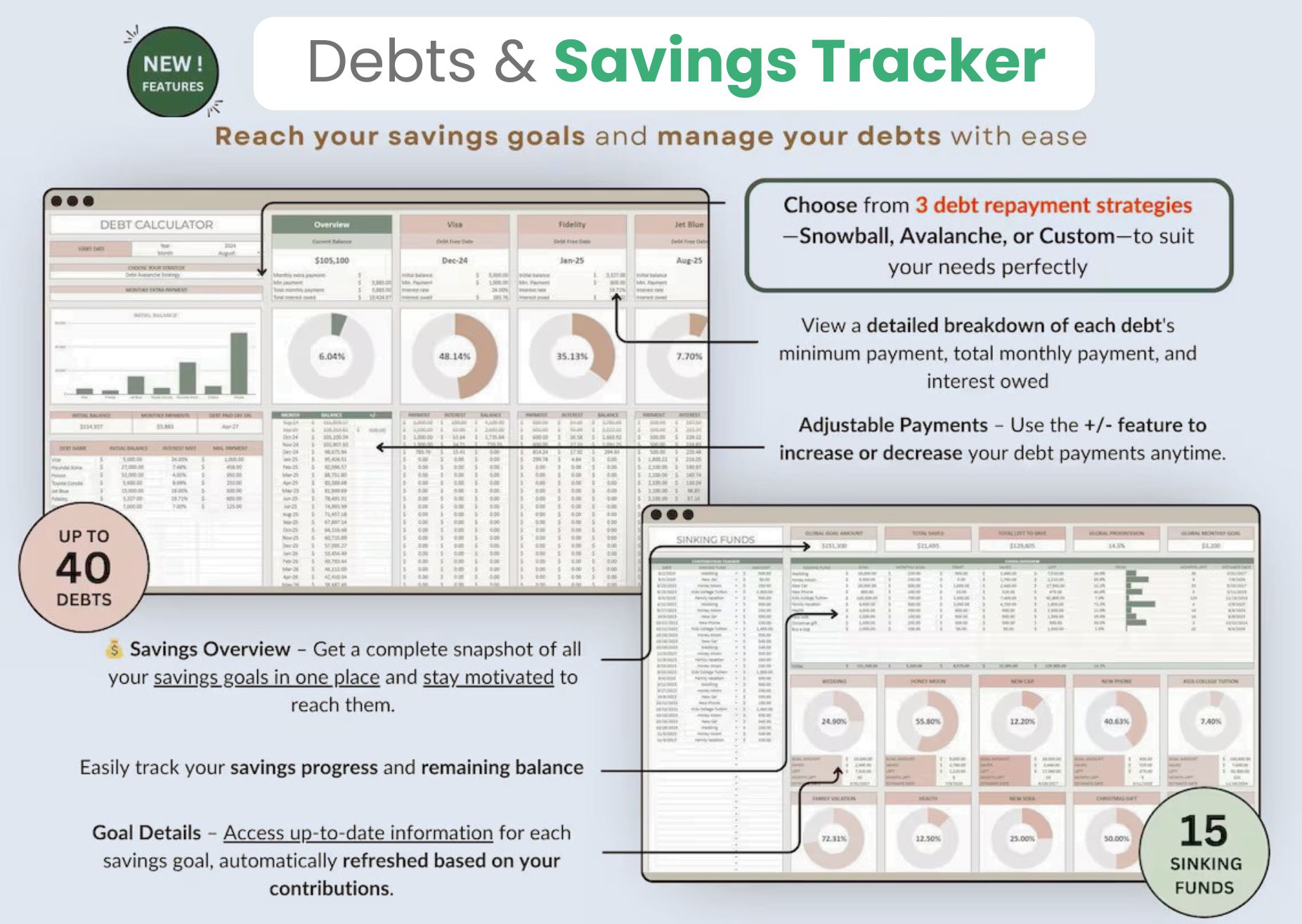 Sinking Funds and Savings Goal Tracker Spreadsheet