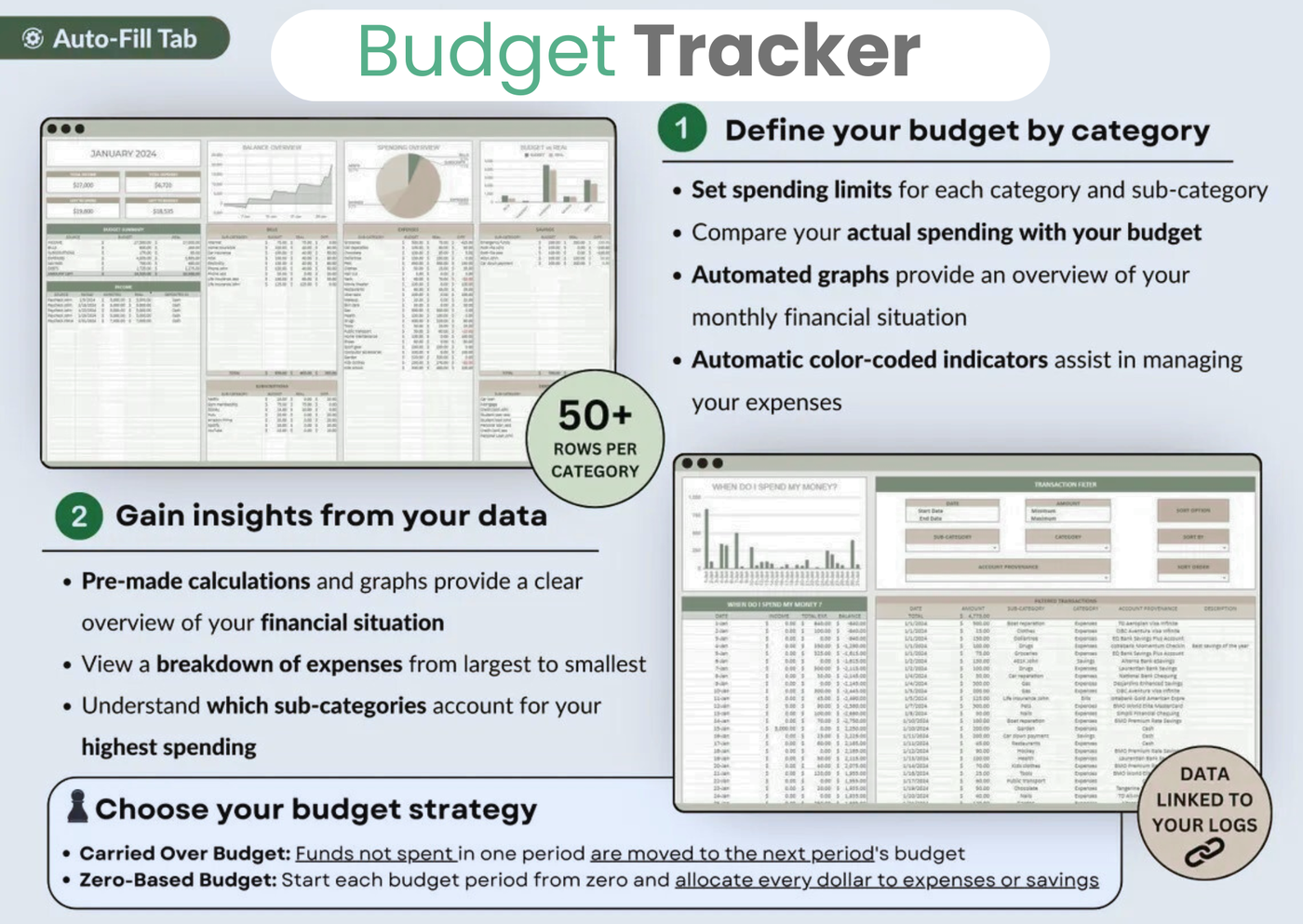 Budget Tracker Spreadsheet — Log Every Transaction in Excel or Google Sheets